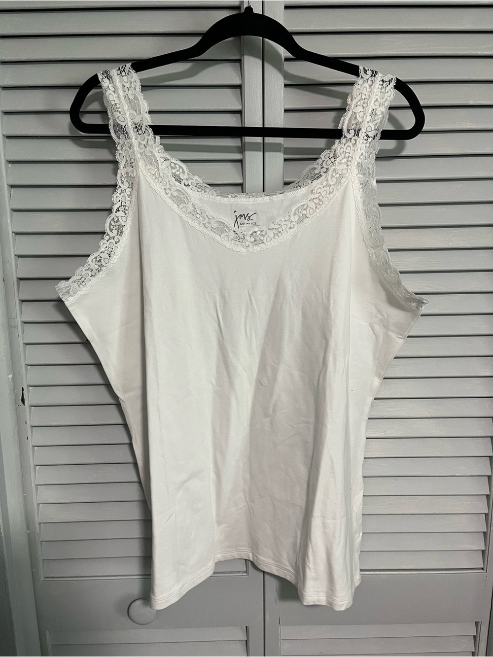 Just My Size White Lace-Trim Camisole Tank Top